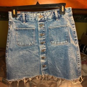 button up a line jean skirt